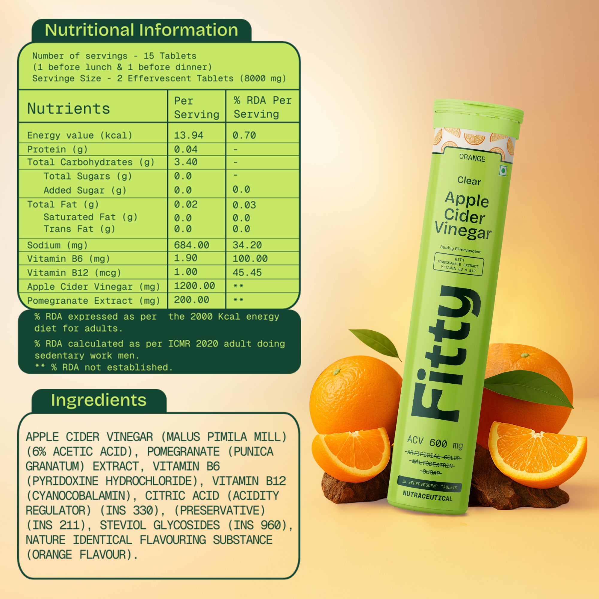 Image of 600mg Apple Cider Vinegar Fizz | Pack of 4